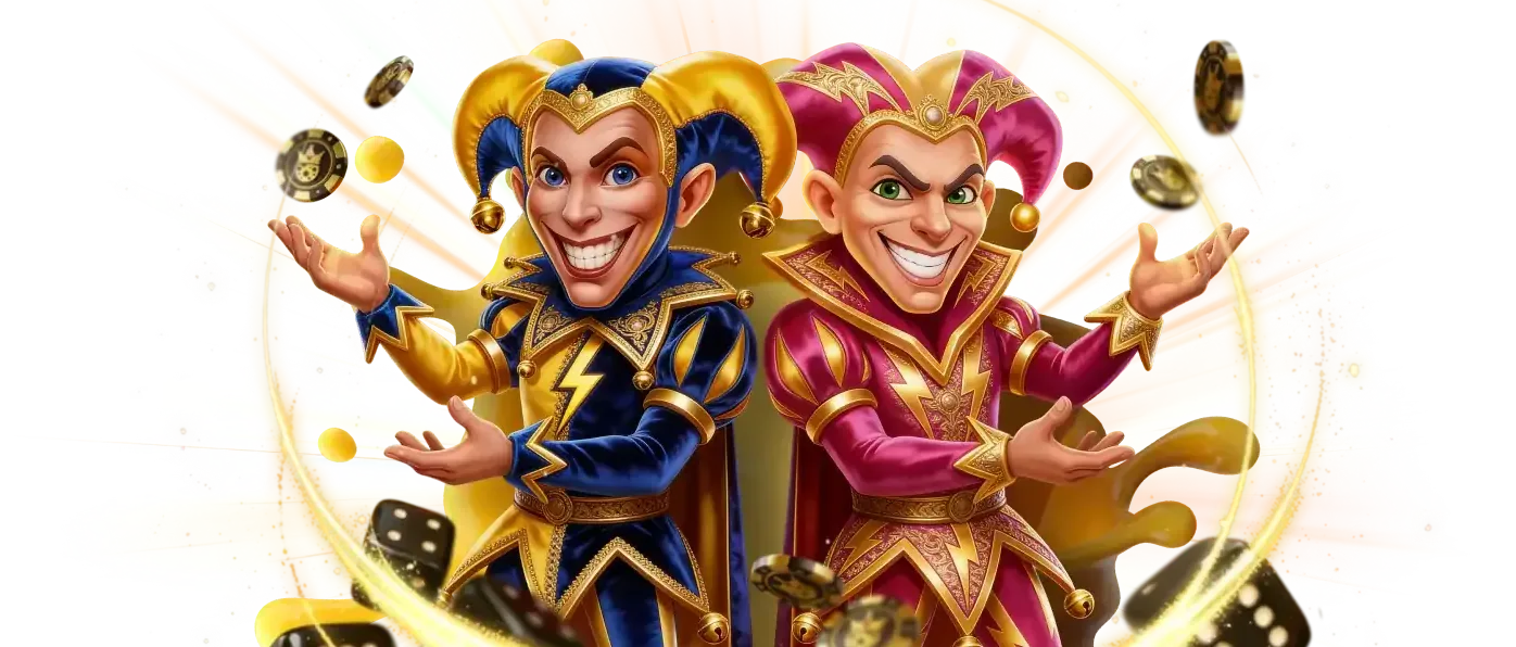 Twee narren uit een banner van Kaasino
